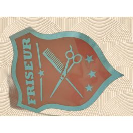 Vágókendõ kötõs rózs.logó friseur - fekete alapon virágos mintával díszített fodrászati vágókendő