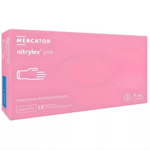Kesztyű nitril pink M 100db