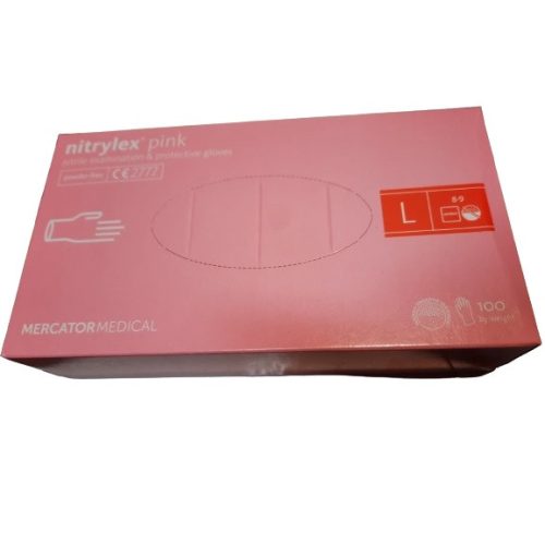 Kesztyű nitril pink 100db L