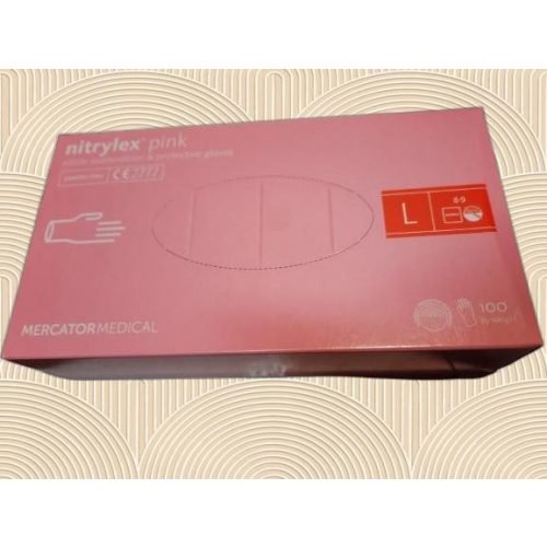 Kesztyű nitril pink 100db L - rózsaszín műköröm és fodrászati kesztyűk